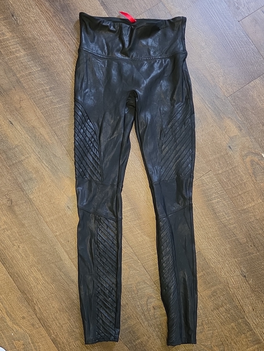 SPANX Black Faux Leather Moto-Style Jeggings